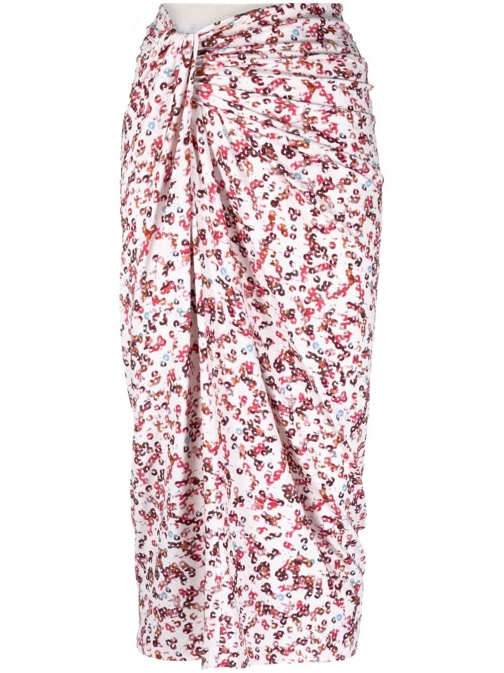 Isabel Marant Étoile Jeldia Printed Viscose Jersey Midi Skirt In Pink & Purple