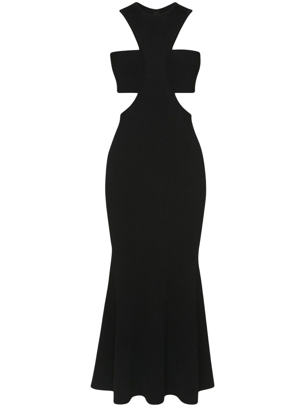 Alexander Mcqueen Black Slashed Harness Midi Dress In Black