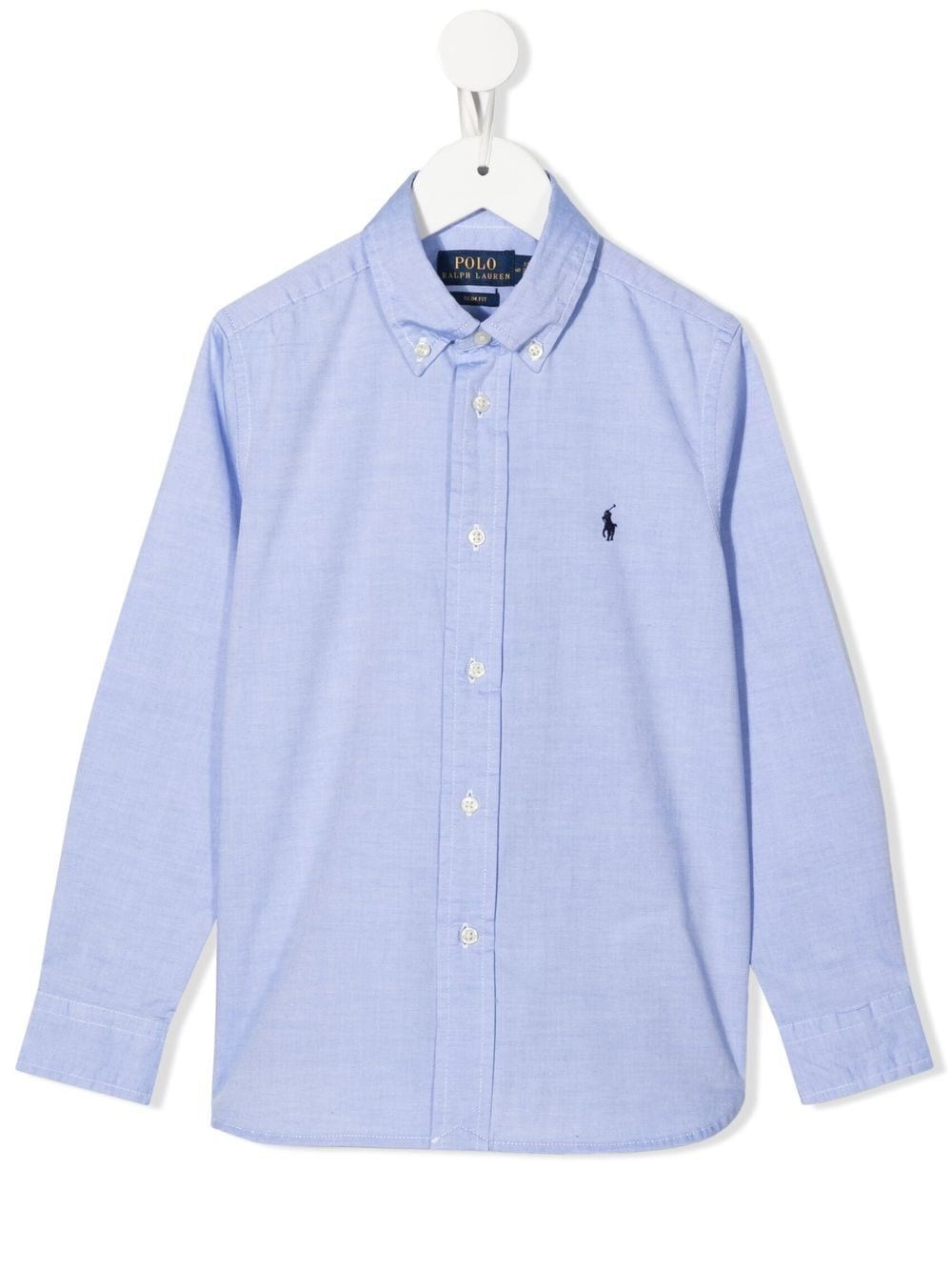 Ralph Lauren Kids' Camicia Logo In Blue