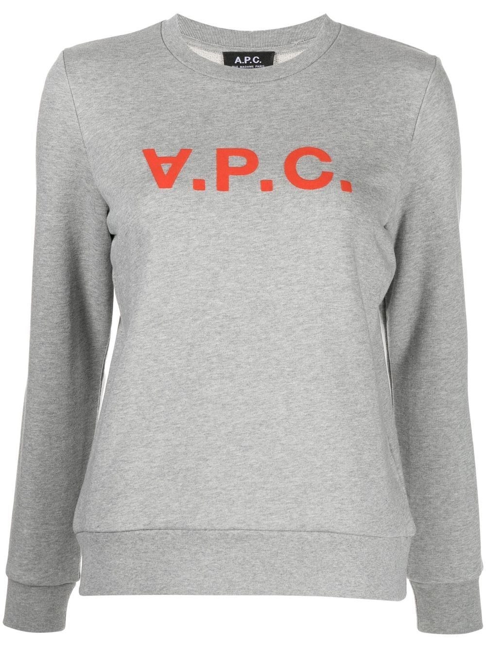 Apc Flocked Logo Organic Cotton Sweatshirt In Grey