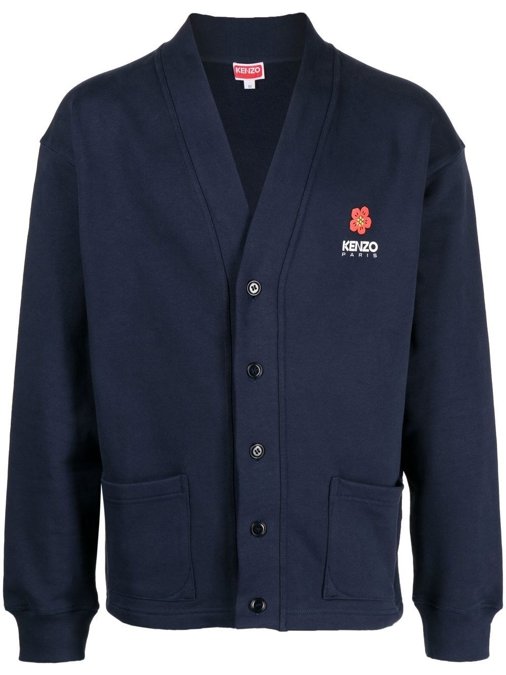 Kenzo 'boke Flower' Cardigan Midnight Blue- Mens In Blue