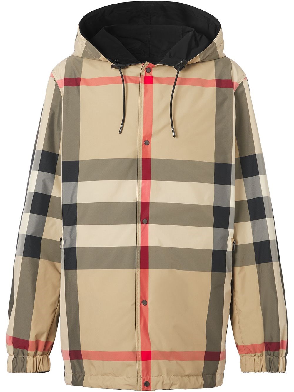 Burberry Reversible Check Recycled Polyester Hooded Jacket In Brown