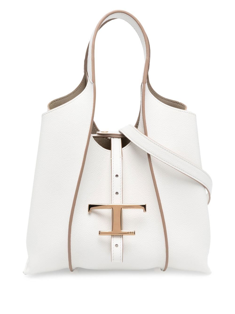 Tod's Mini T Timeless Leather Shopping Bag In White