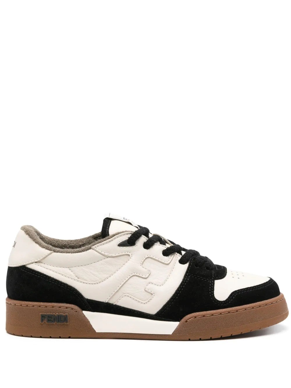 Fendi Match Suede Sneakers With Jacquard Ff Fabric Inserts In Black