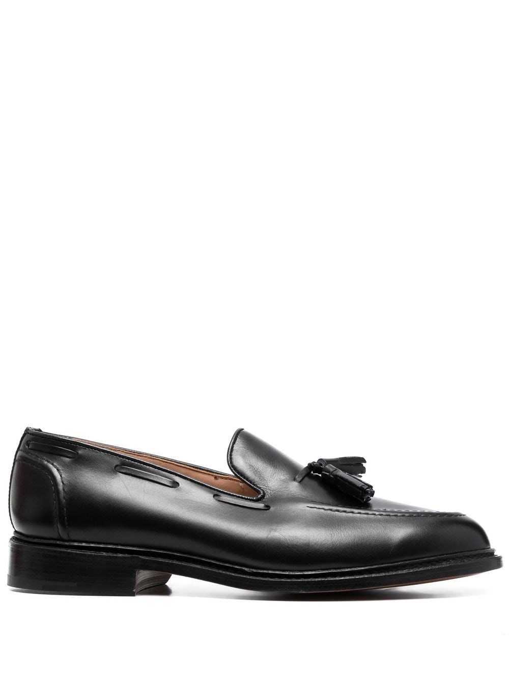Tricker's Black Calf Leather Moccasin With Decorative Tassel In Black