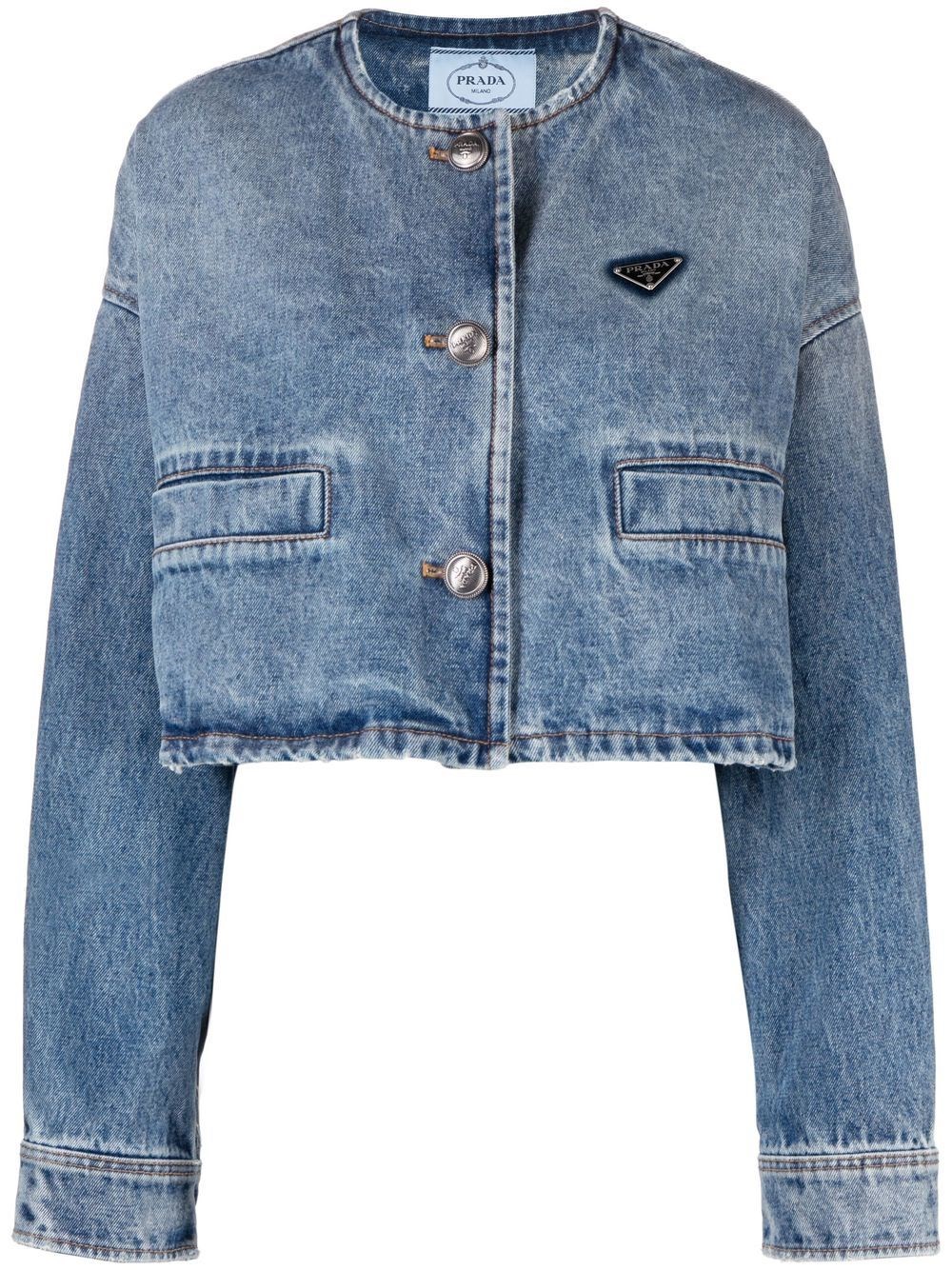 Prada Denim Blouson Jacket In Blue | ModeSens