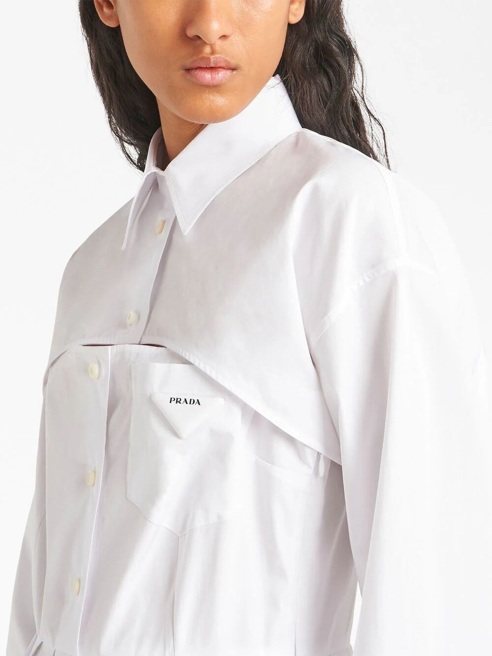 PLEATED-SKIRT POPLIN SHIRTDRESS