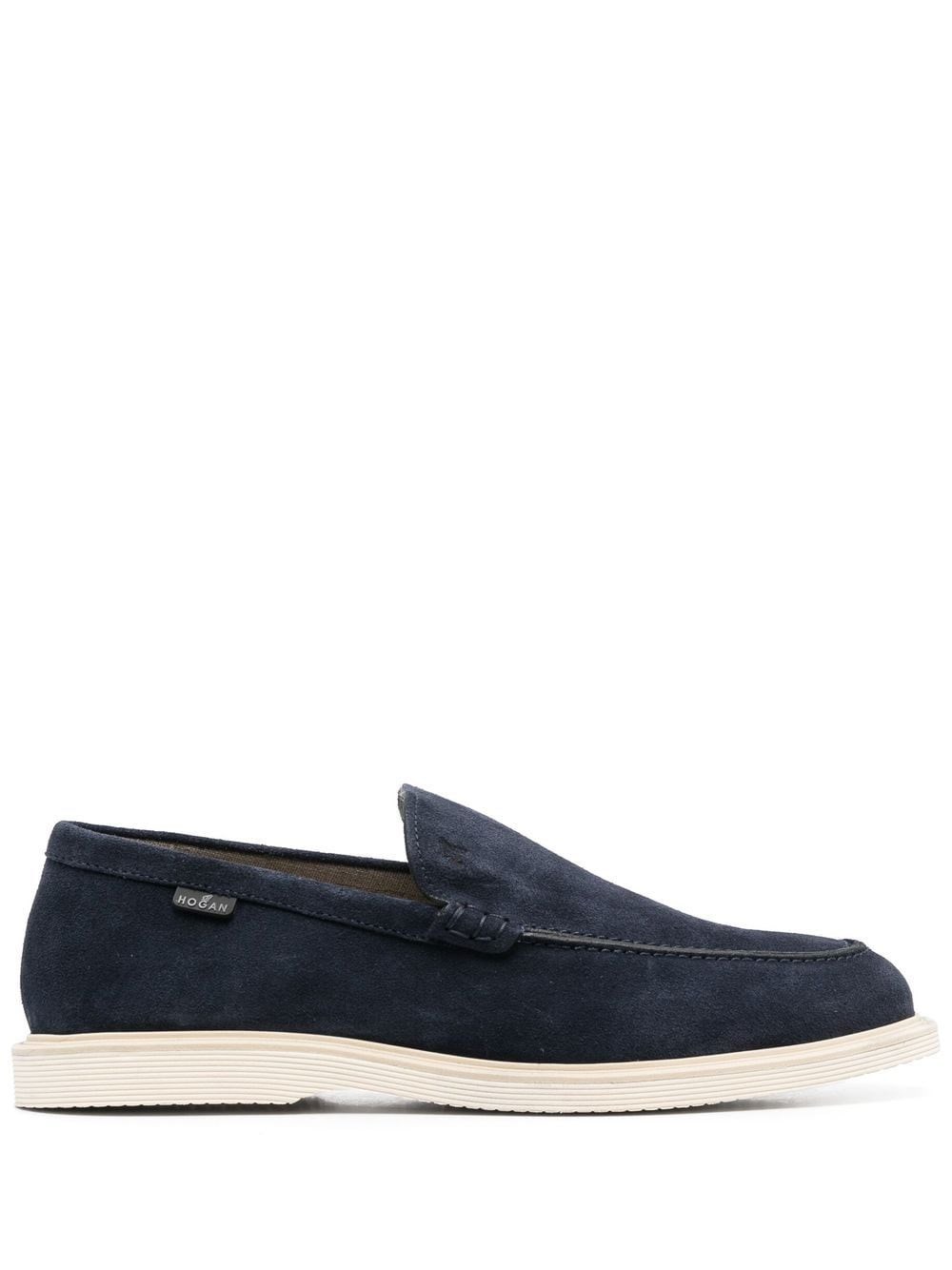 Hogan Man Loafers Midnight Blue Size 12 Soft Leather In Blue