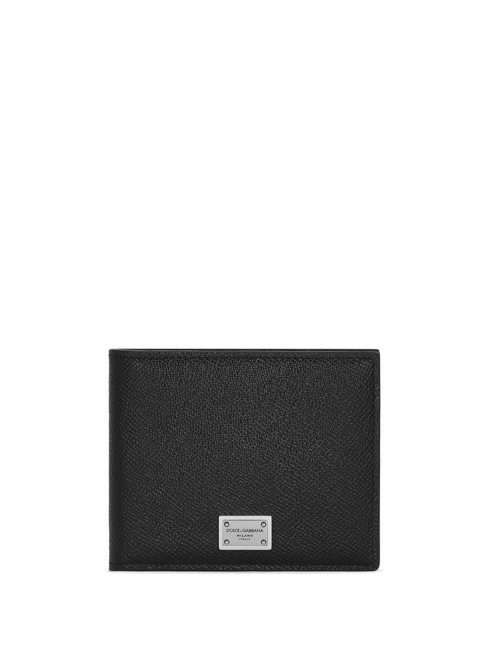 Dolce & Gabbana Bifold Wallet In Black Dauphine Leather In Black