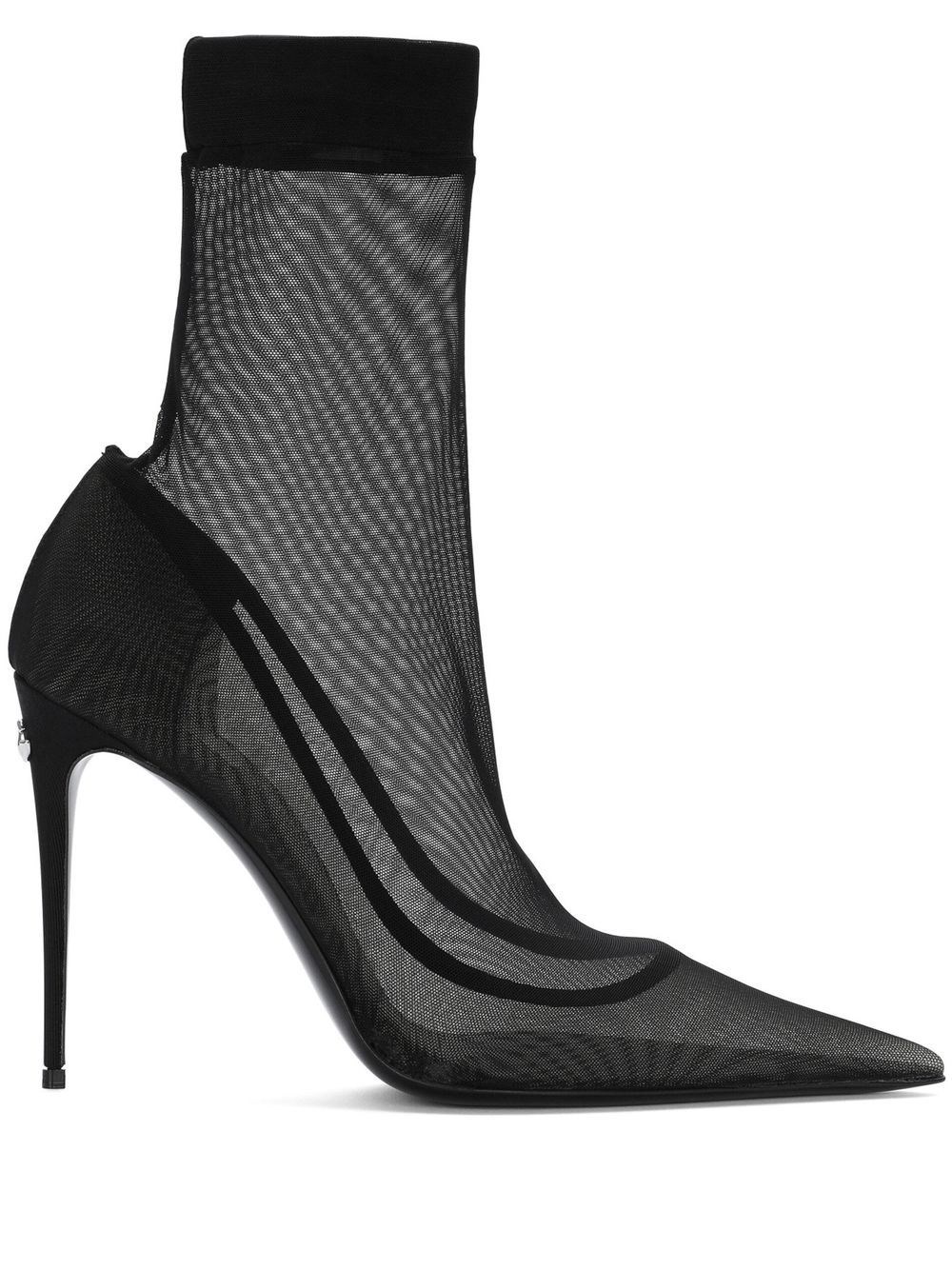 Dolce & Gabbana 105mm Lollo Stretch Tulle Ankle Boots In Black