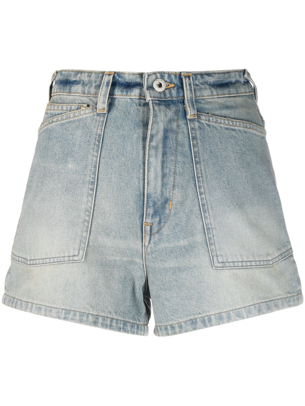 Kenzo Light-blue Denim Shorts In Grey