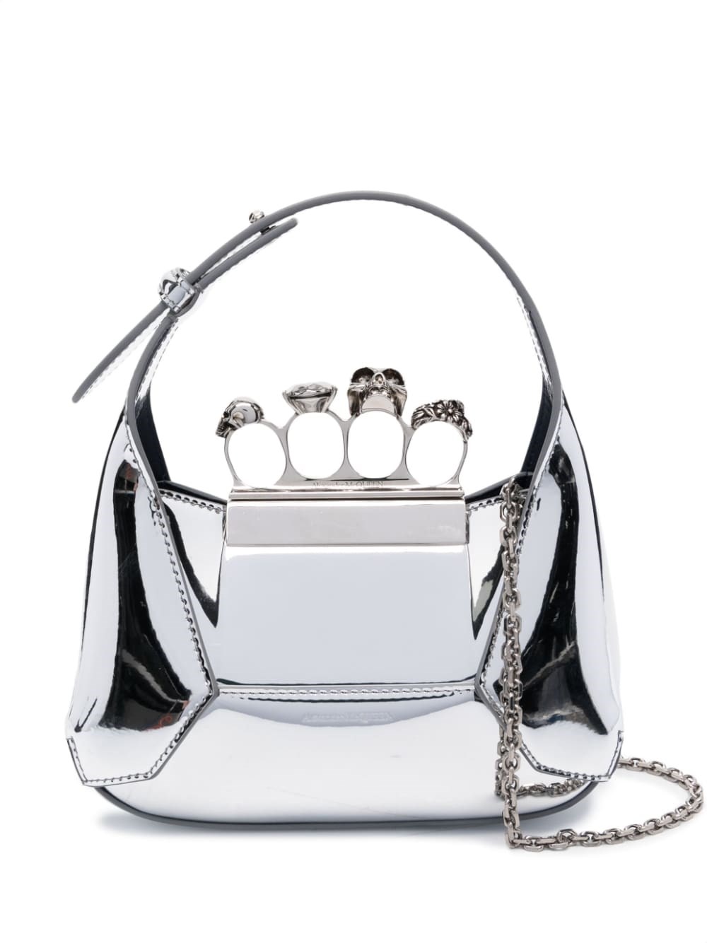 Shop Alexander Mcqueen The Jewelled Hobo Mini Bag In Metallic