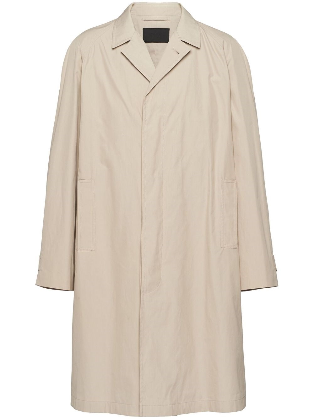 Prada Single-breasted Cotton Overcoat In Nude & Neutrals