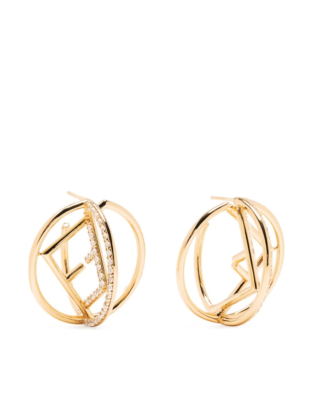 Fendi F Is Crystal-embellished Hoop Earrings in Metallic