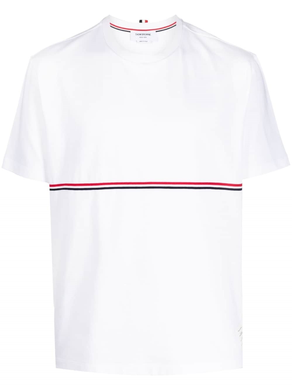 Thom Browne Double-stripe Cotton T-shirt In White