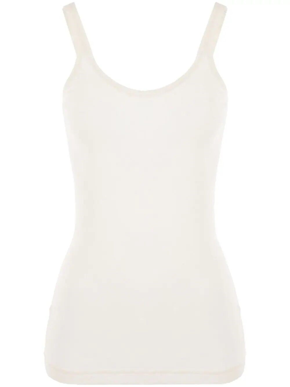 Bottega Veneta Slim Fit Light Cotton Tank Top In White