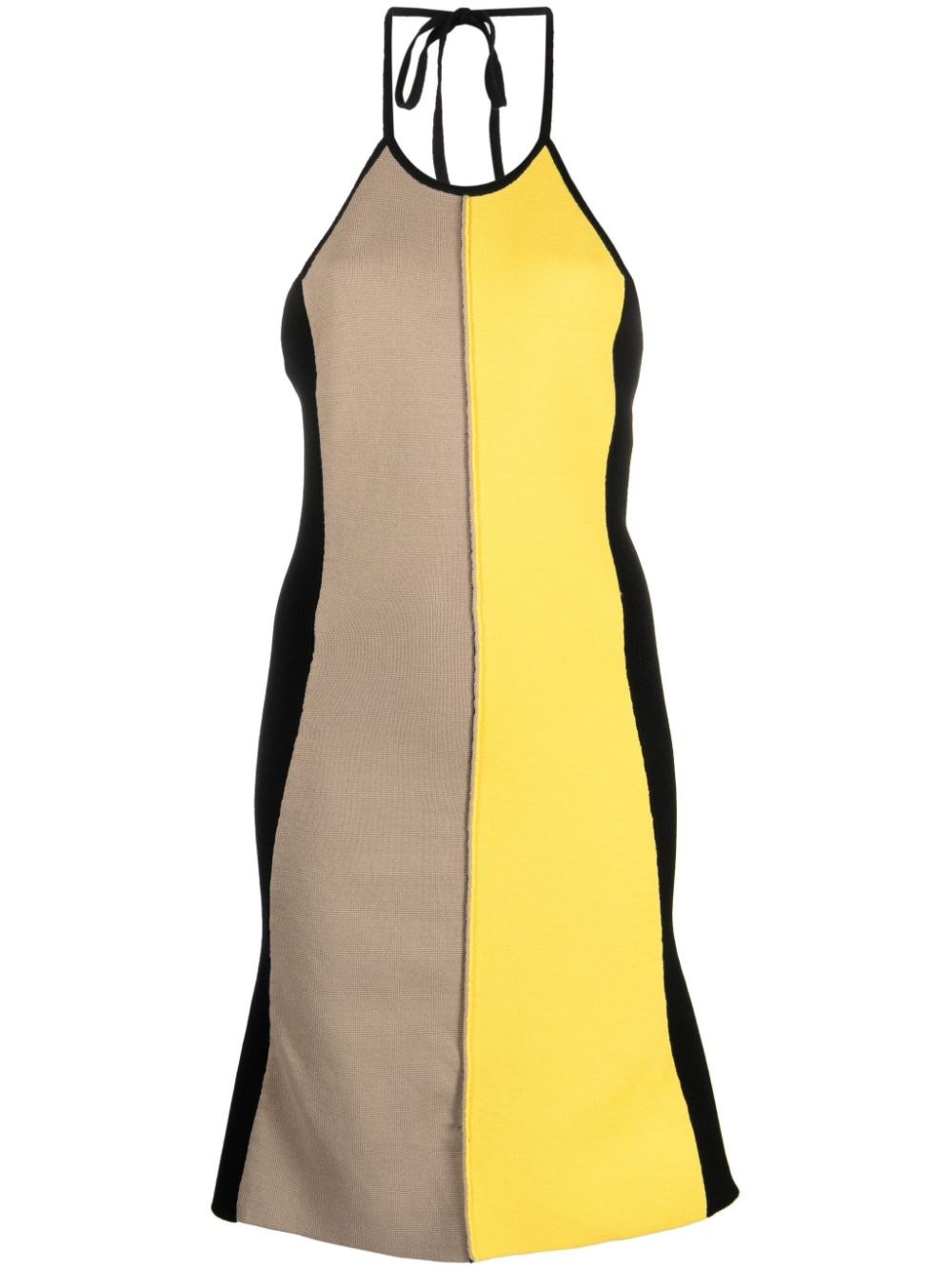 Sunnei Black, Yellow, Beige And White Cotton Dress In Multicolour