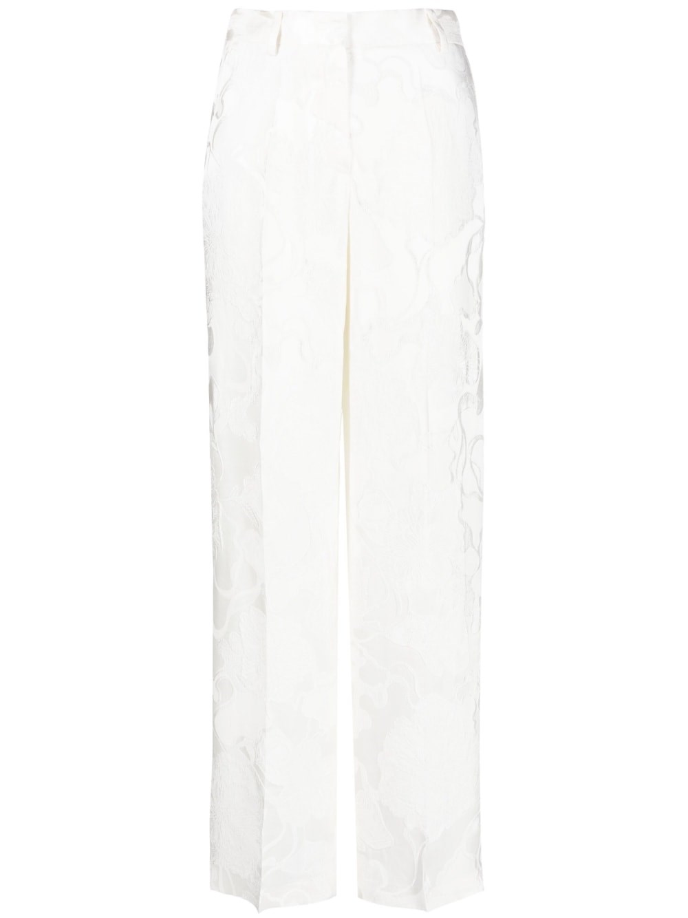 Dries Van Noten Pulley Silk Jacquard Pants In White