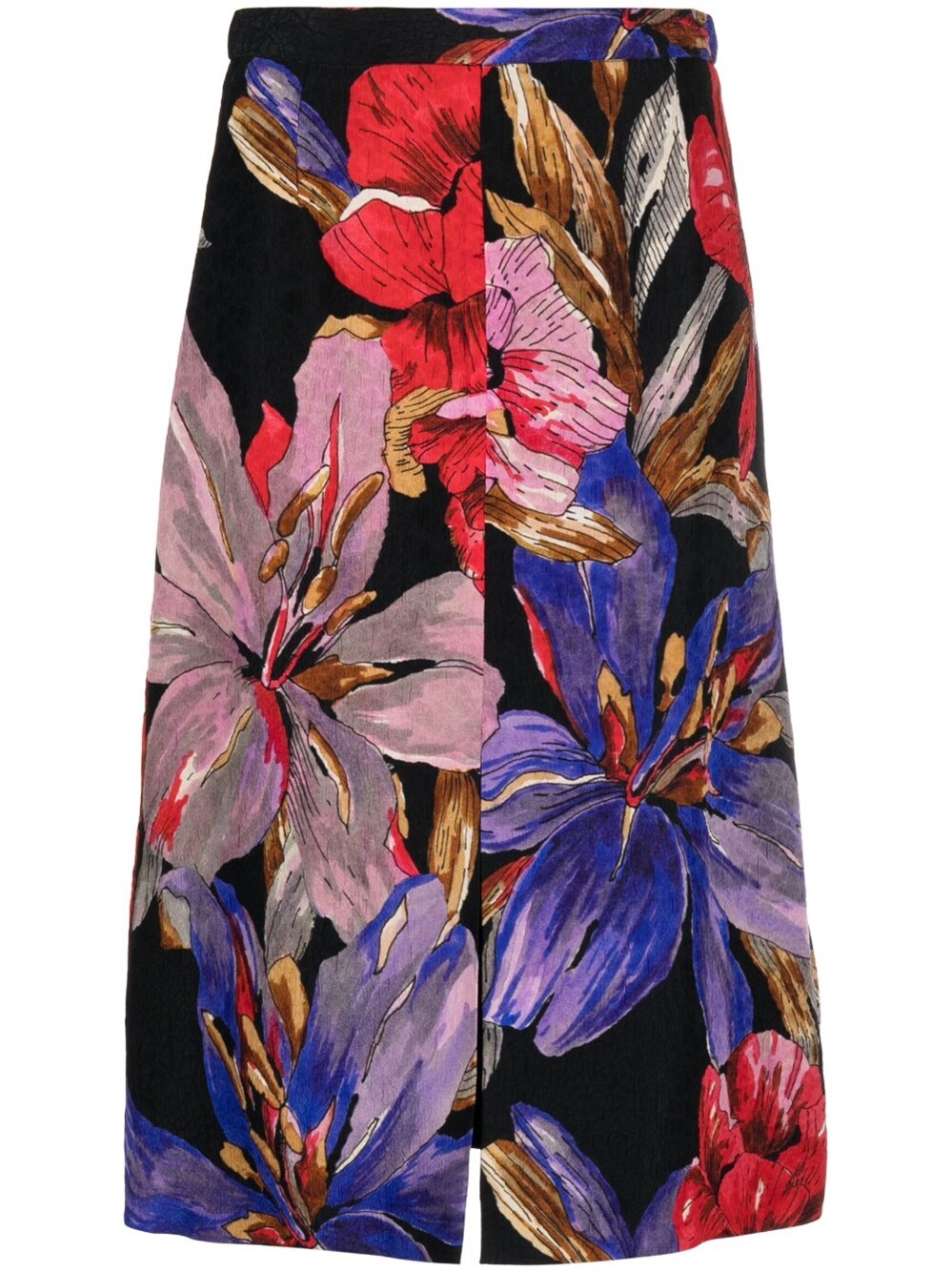Dries Van Noten Floral Printed Midi Skirt In Multicolour