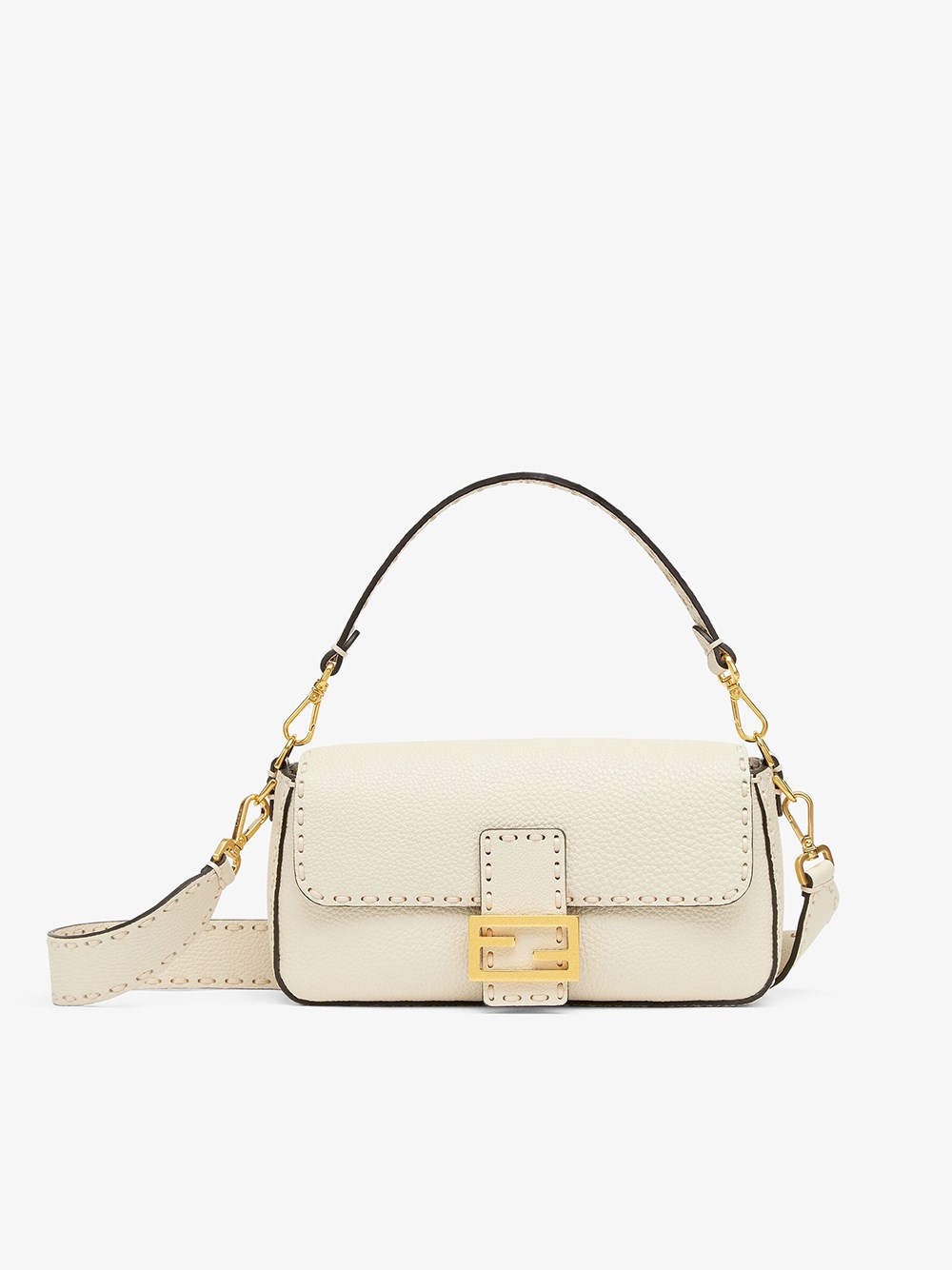 Fendi Camellia Leather Baguette Bag In White | ModeSens