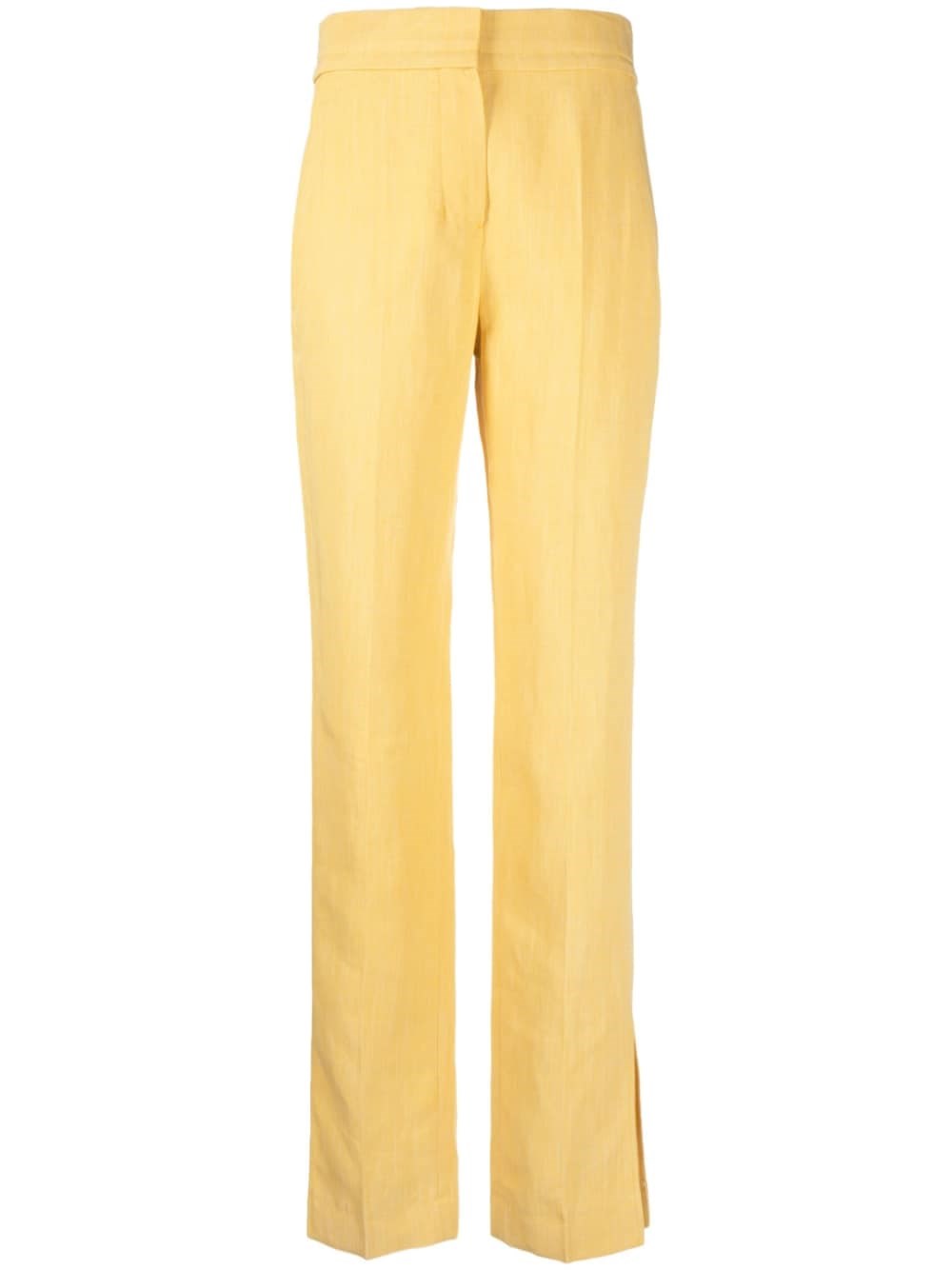 Jacquemus Tibau Linen-blend Straight-leg Pants In Yellow & Orange