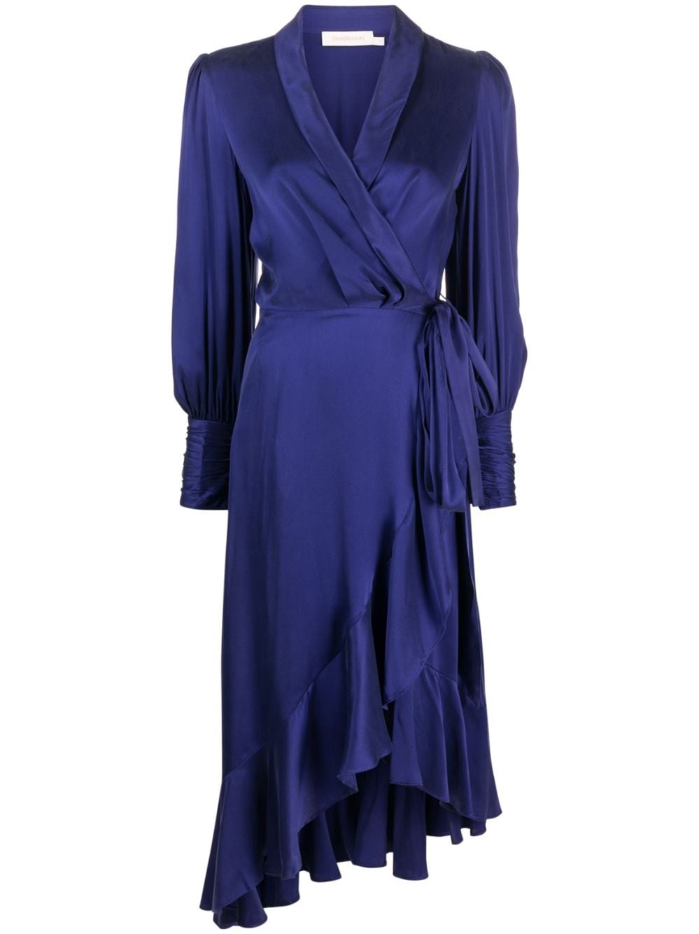 Zimmermann Long Sleeve Silk Wrap Dress In Pink & Purple