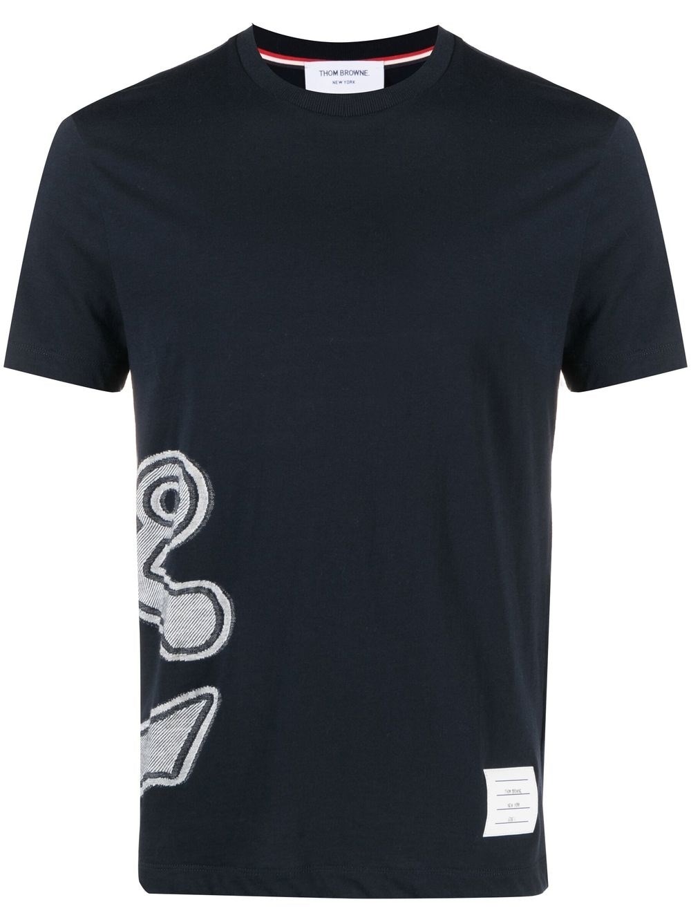 Thom Browne T-shirt Mit Anker-print In Blue