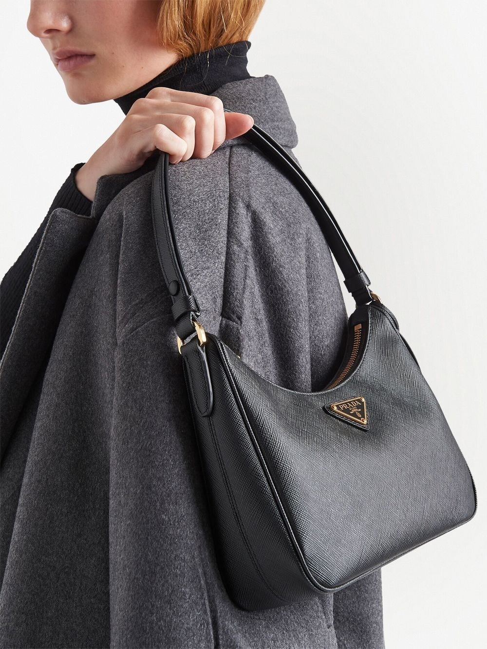 Prada Shoulder Bags Black Friday Sale - Black Womens Prada Re-edition 2005  Saffiano Leather Bag