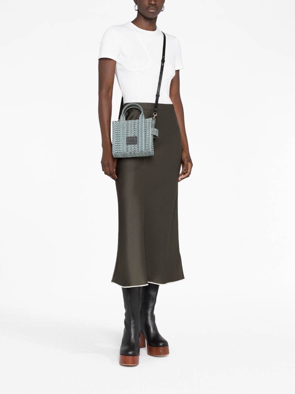 THE WASHED MONOGRAM DENIM MINI TOTE BAG