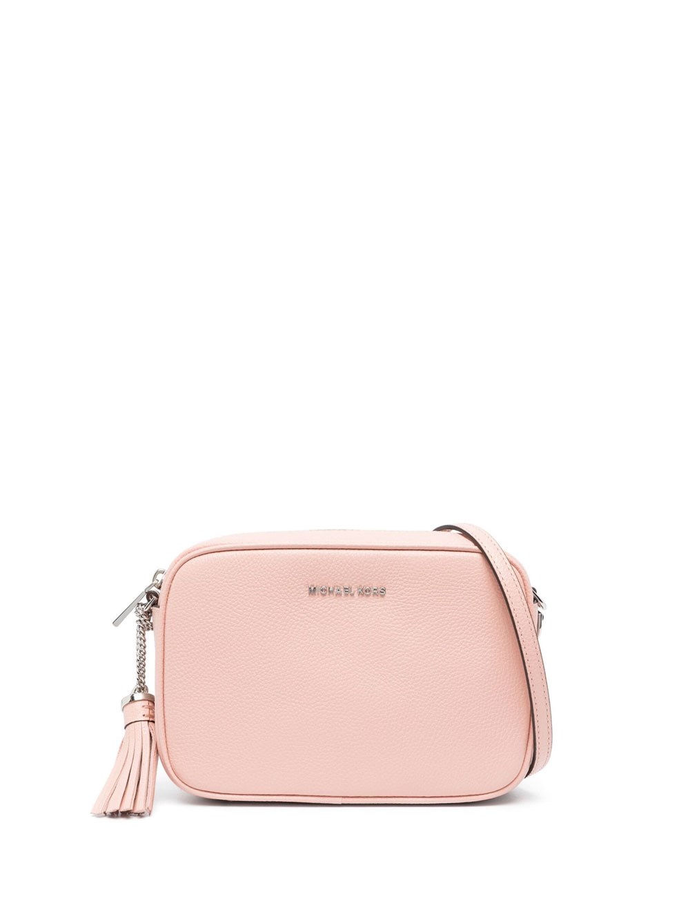 Shop Michael Kors Mk Ginny Leather Crossbody Bag In Pink & Purple