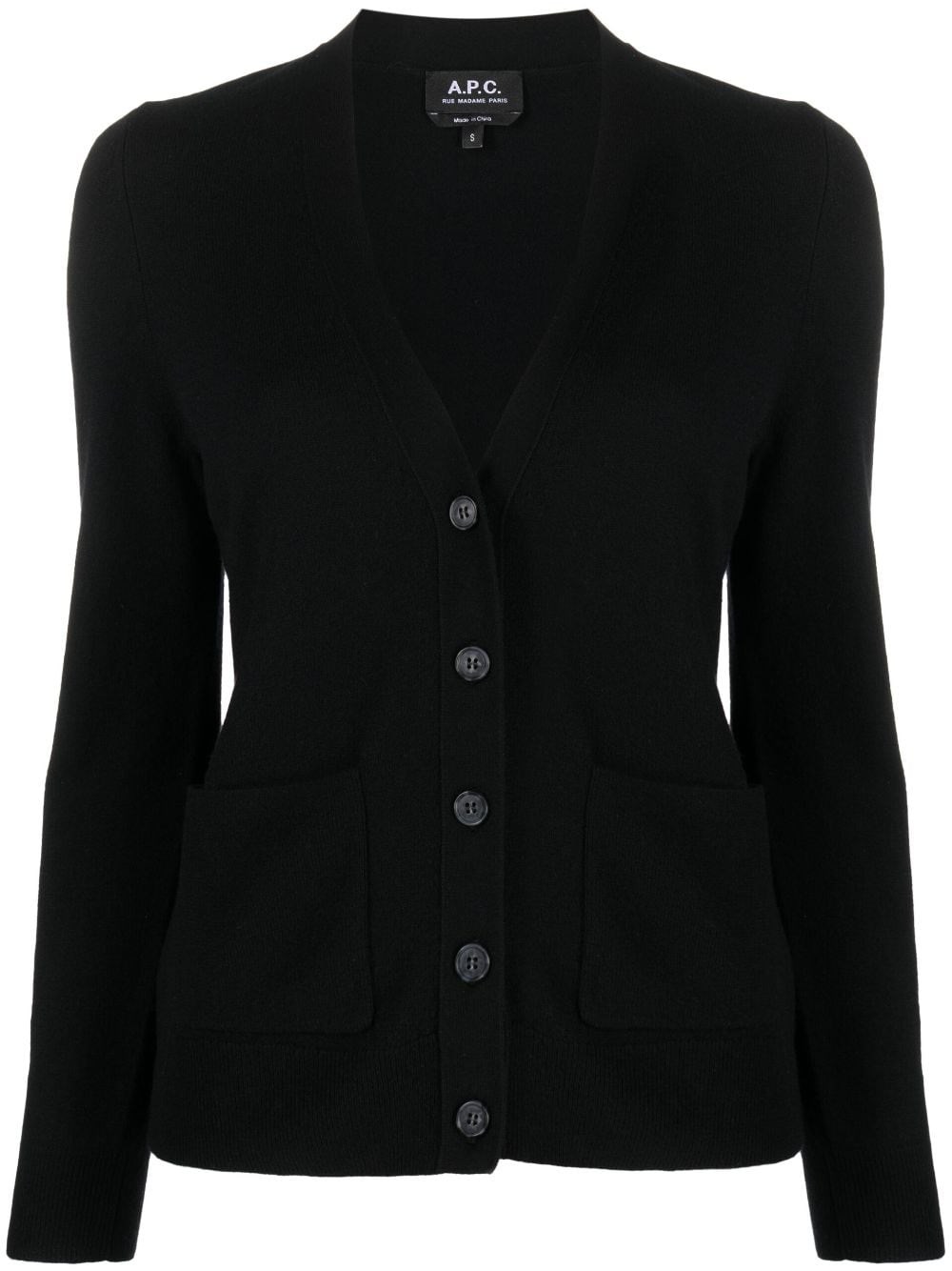 Apc A.p.c. Salome' Black Wool Cardigan In Black
