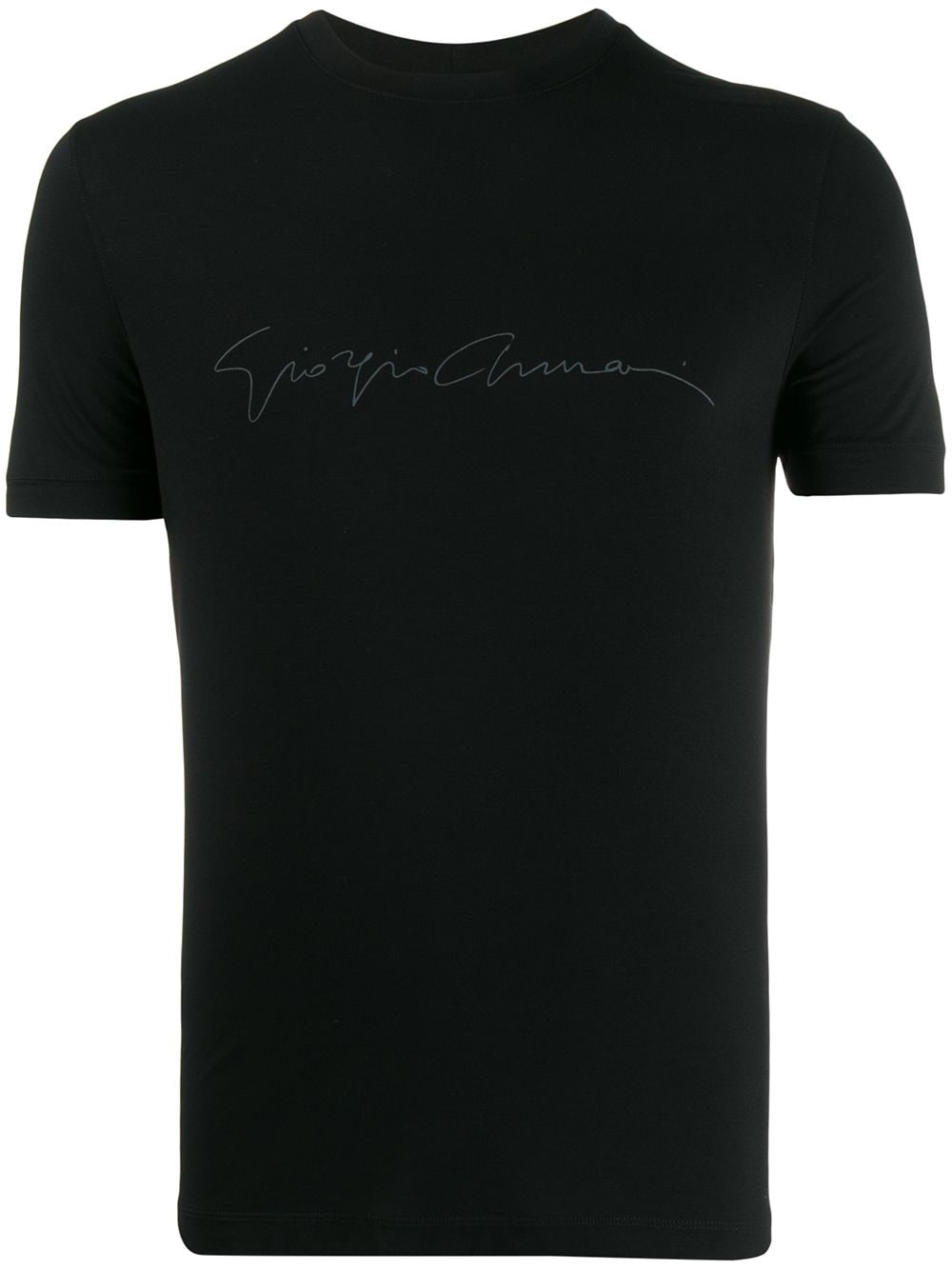 Giorgio Armani Crew-neck Printed Short Sleeve T-shirt In Black