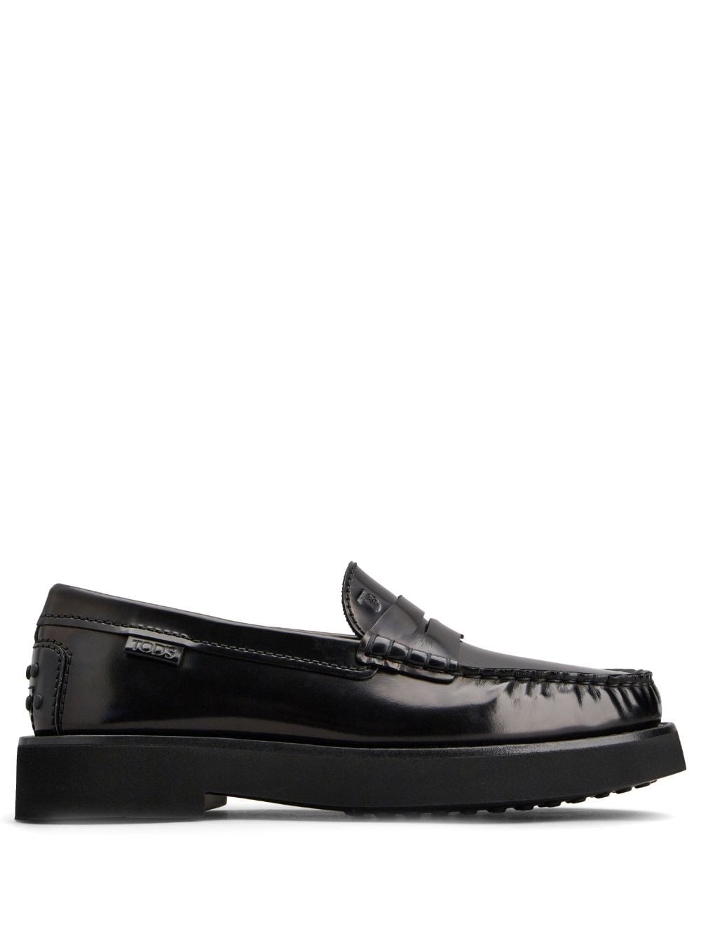Tod's Block Heel Loafers Penny Strap In Black