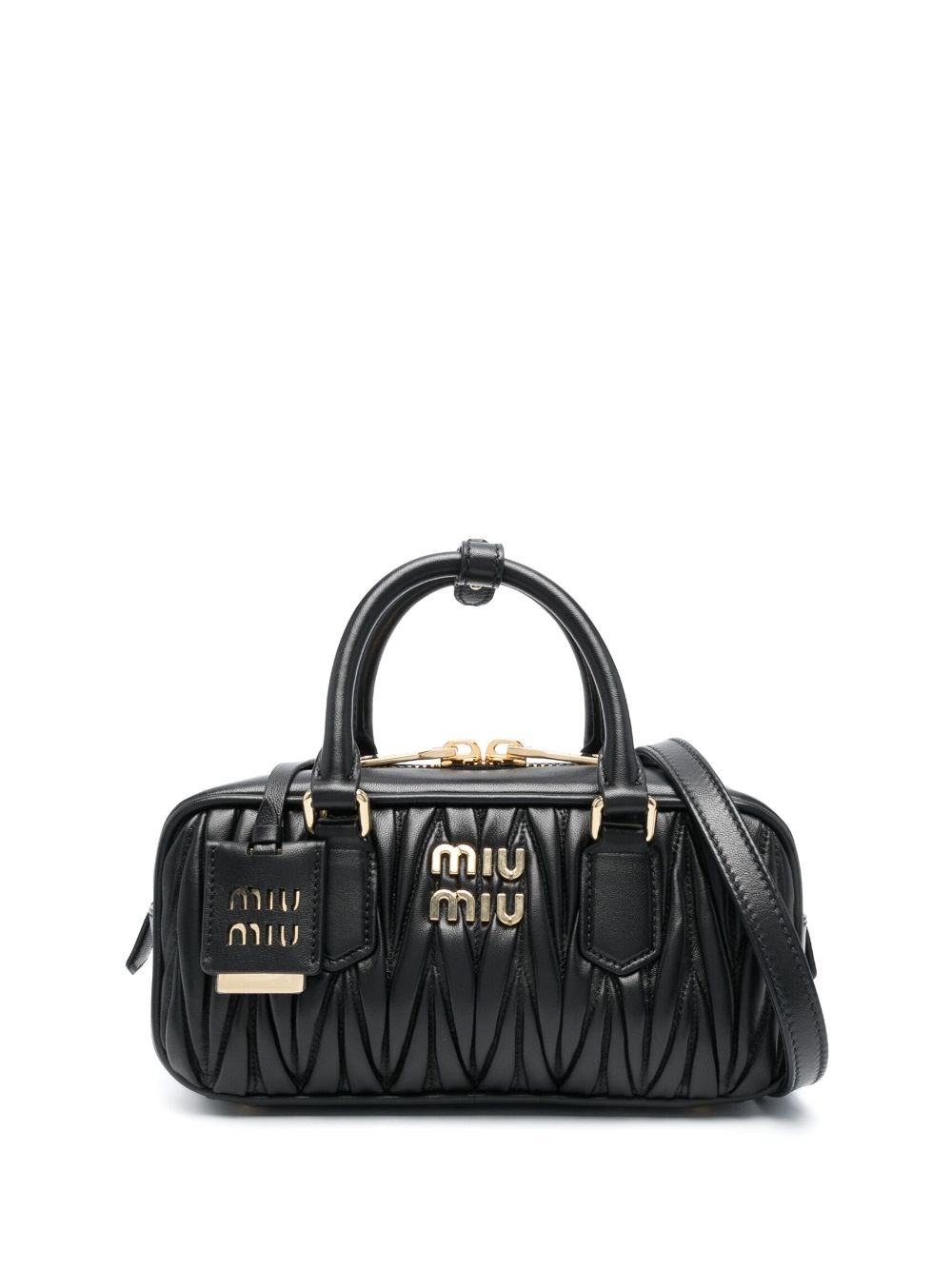 Matelasse Leather Crossbody Bag in Black - Miu Miu
