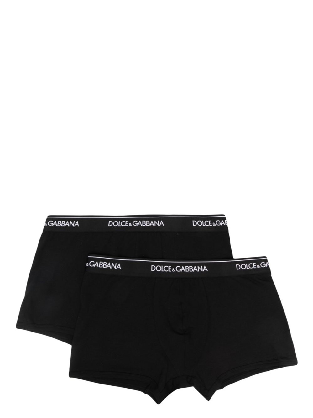 Shop Dolce & Gabbana Bi-pack Boxer Regular Stretch Cotton In Black