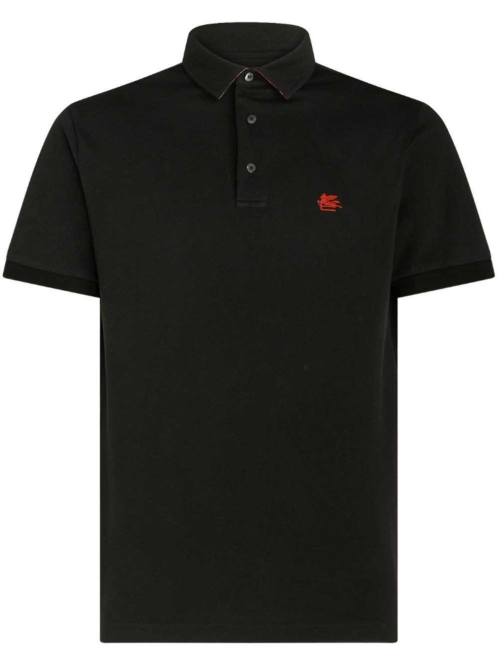 Etro Contrast Collar Polo Shirt With Short Sleeves In Black
