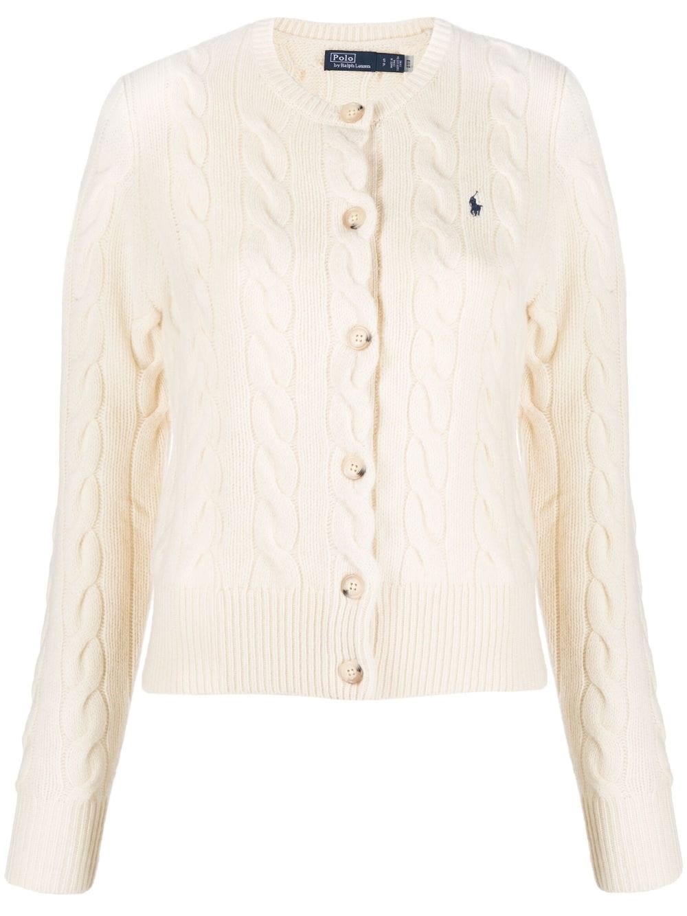 Polo Ralph Lauren Cable Knit Cardigan In Nude & Neutrals