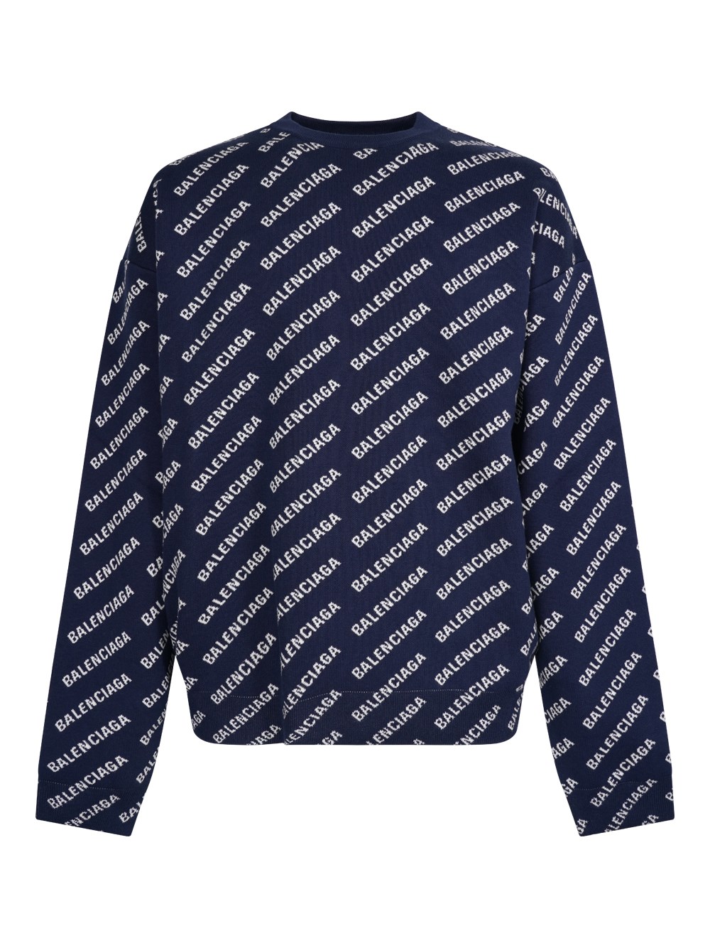 Balenciaga Mini Allover Logo Sweater In Blue