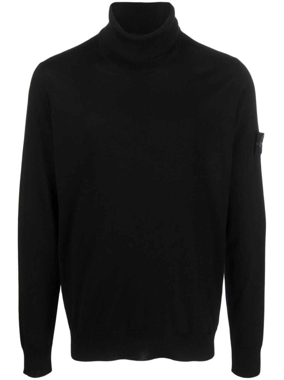 Stone Island Ribbed Turtleneck Sweater Long Sleeves In Black