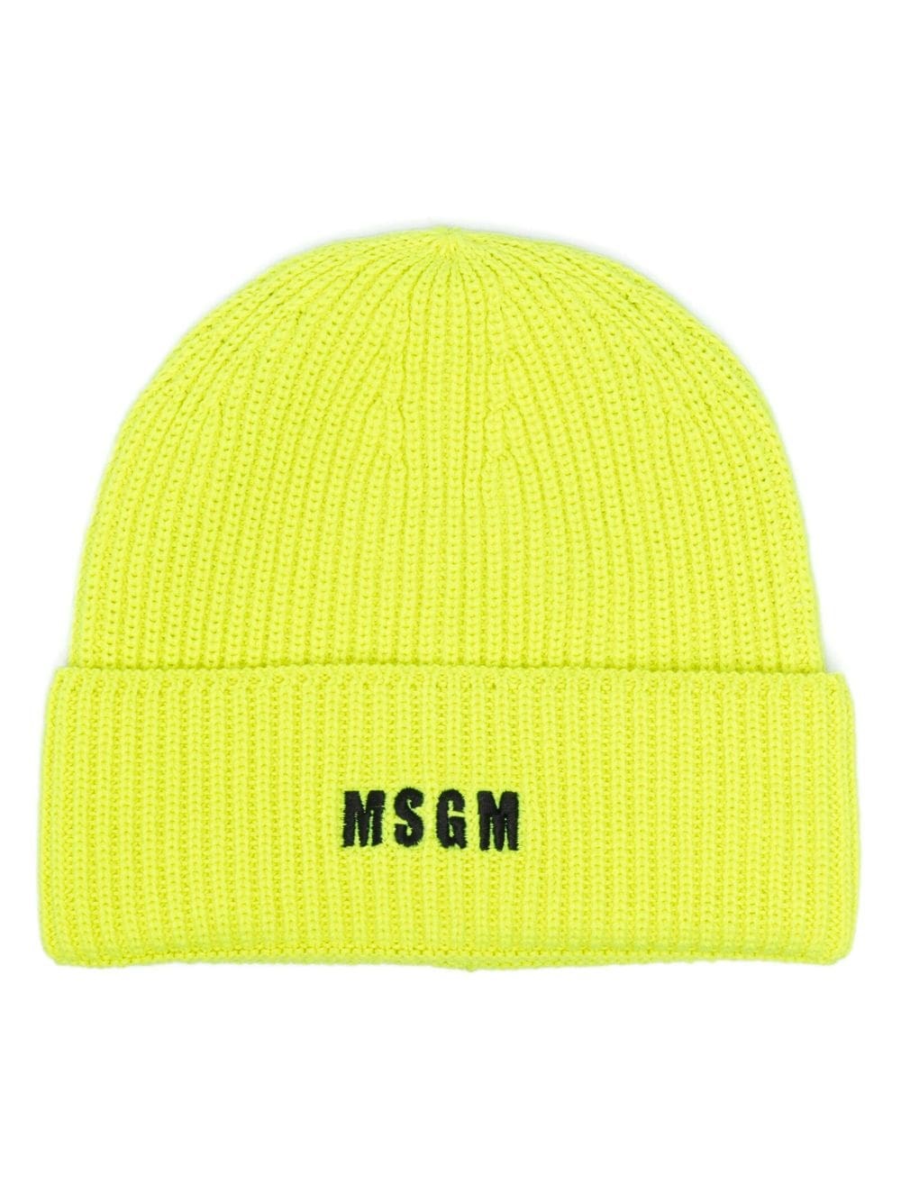 Shop Msgm Logo Beanie Hat In Yellow & Orange