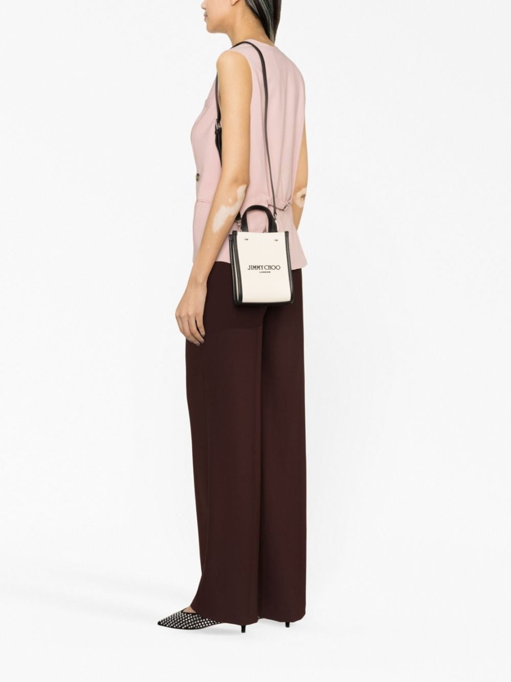 MINI N/S TOTE CZM NATURAL/BLACK/SILVER