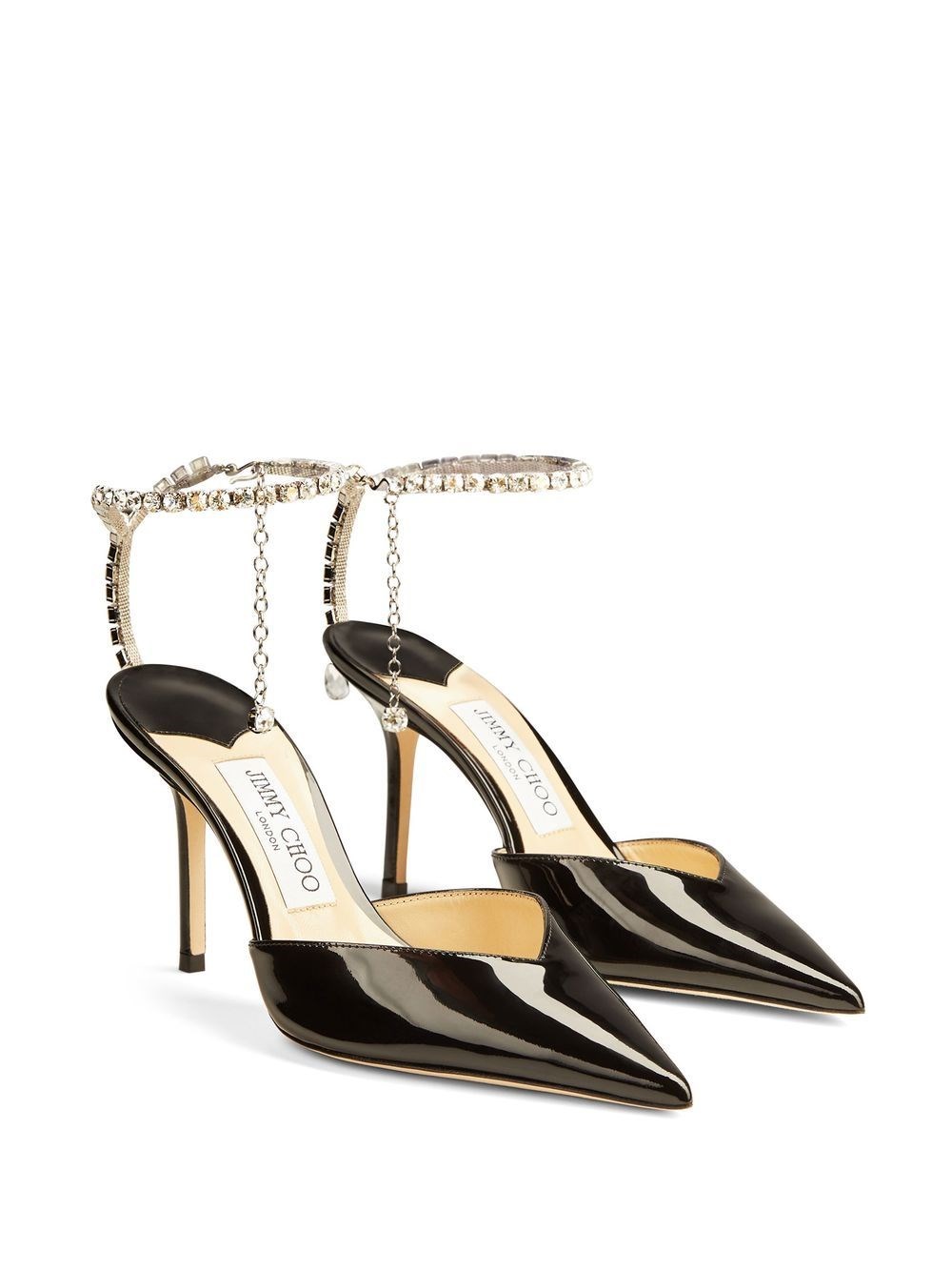 SAEDA 85 BOB BLACK/CRYSTAL PUMPS