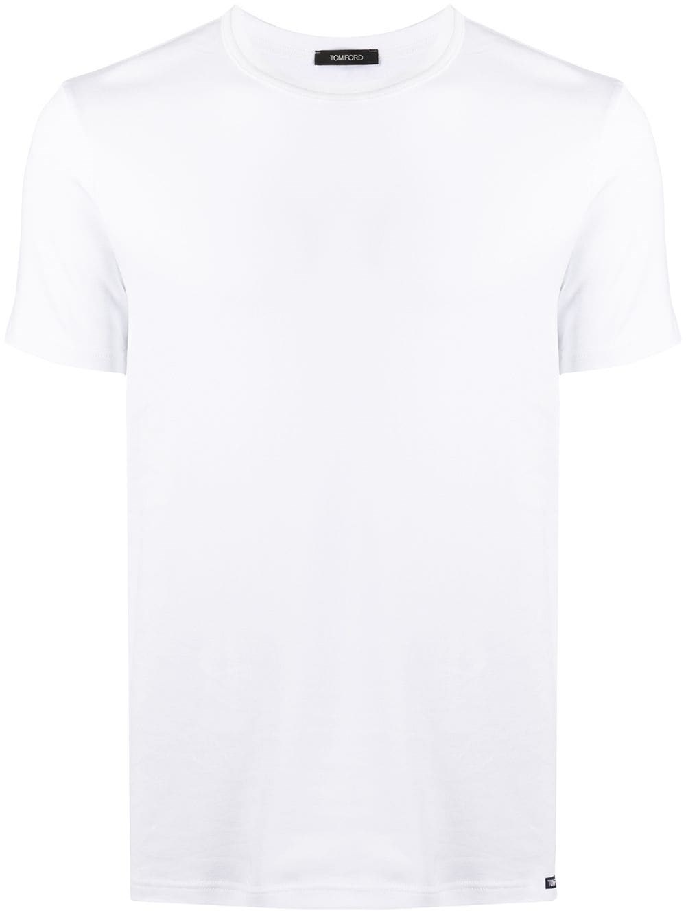 Tom Ford Placed Rib Slim-fit Lyocell And Cotton-blend T-shirt In White