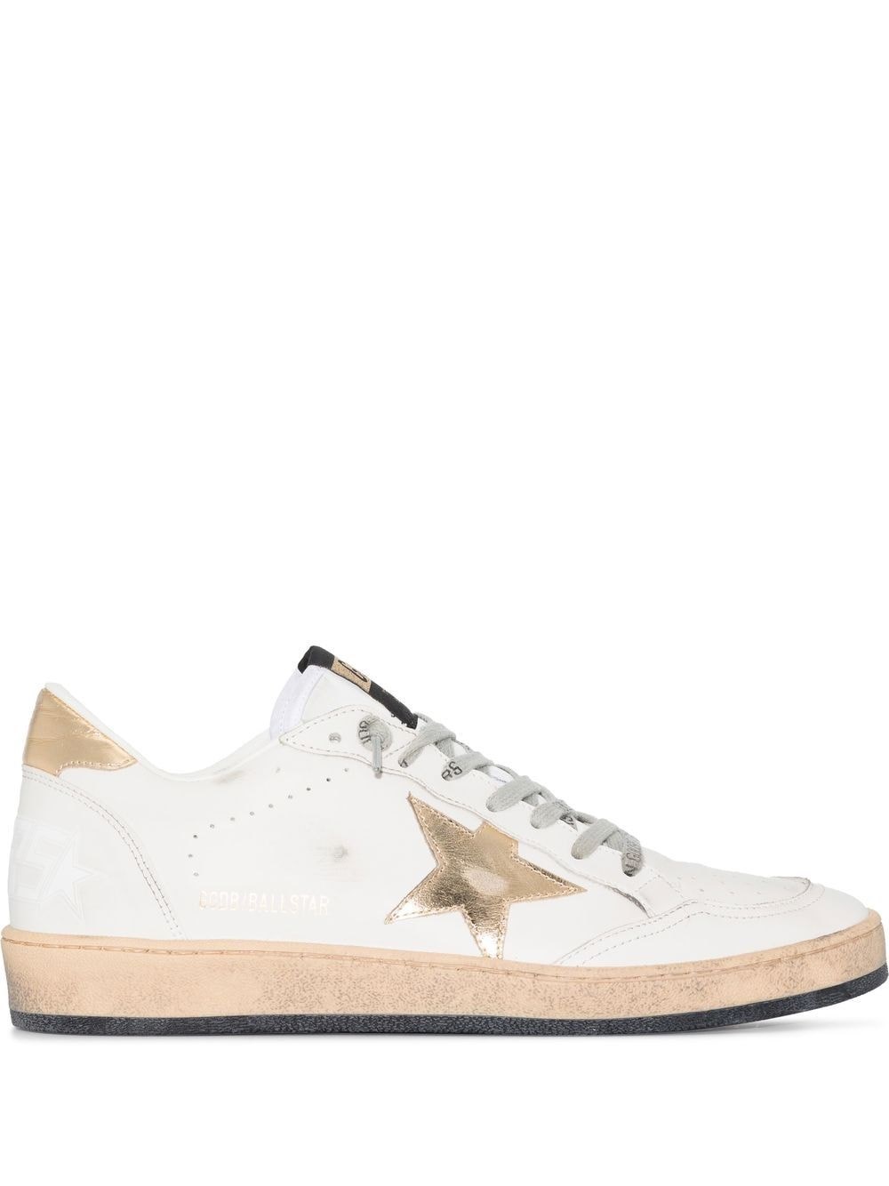 Golden Goose Women's White Ball Star Sneakers With Gold Star And Heel Tab