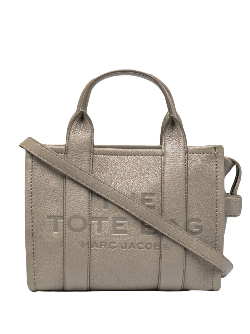 Shop Marc Jacobs The Leather Small Tote Bag In Grey