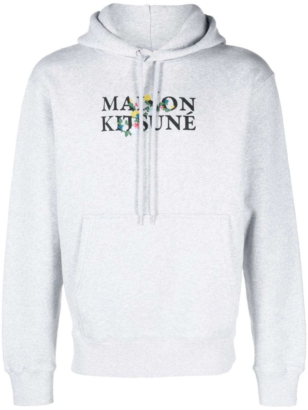 Shop Maison Kitsuné Logo Hoodie In Grey