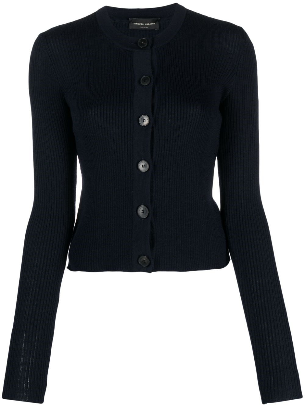 Roberto Collina Ribbed-knit Merino Wool Cardigan In Blue