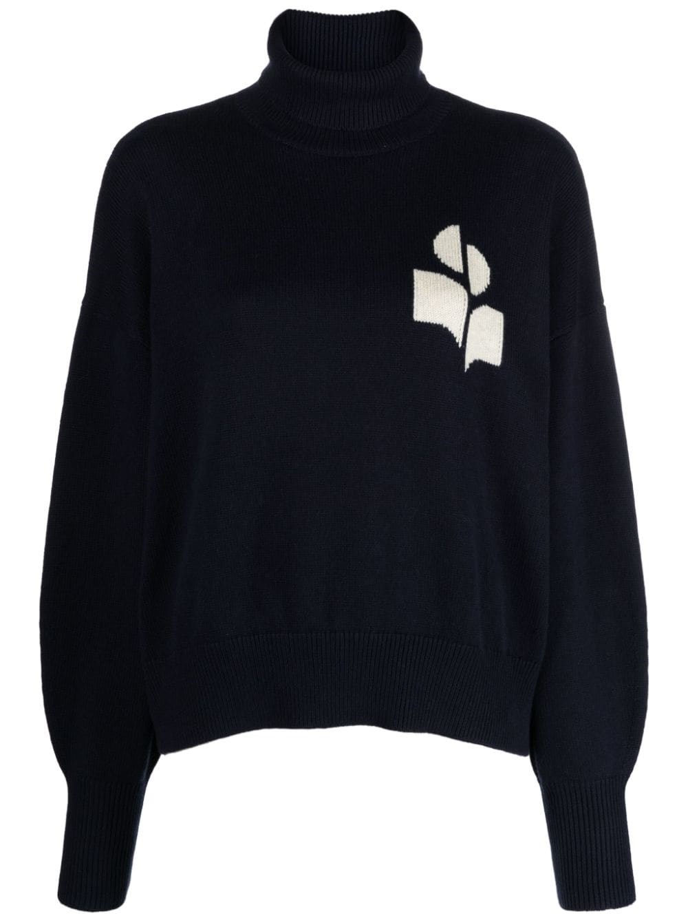 Isabel Marant Étoile Contrast Jacquard Logo Cotton-wool Blend Sweater In Blue