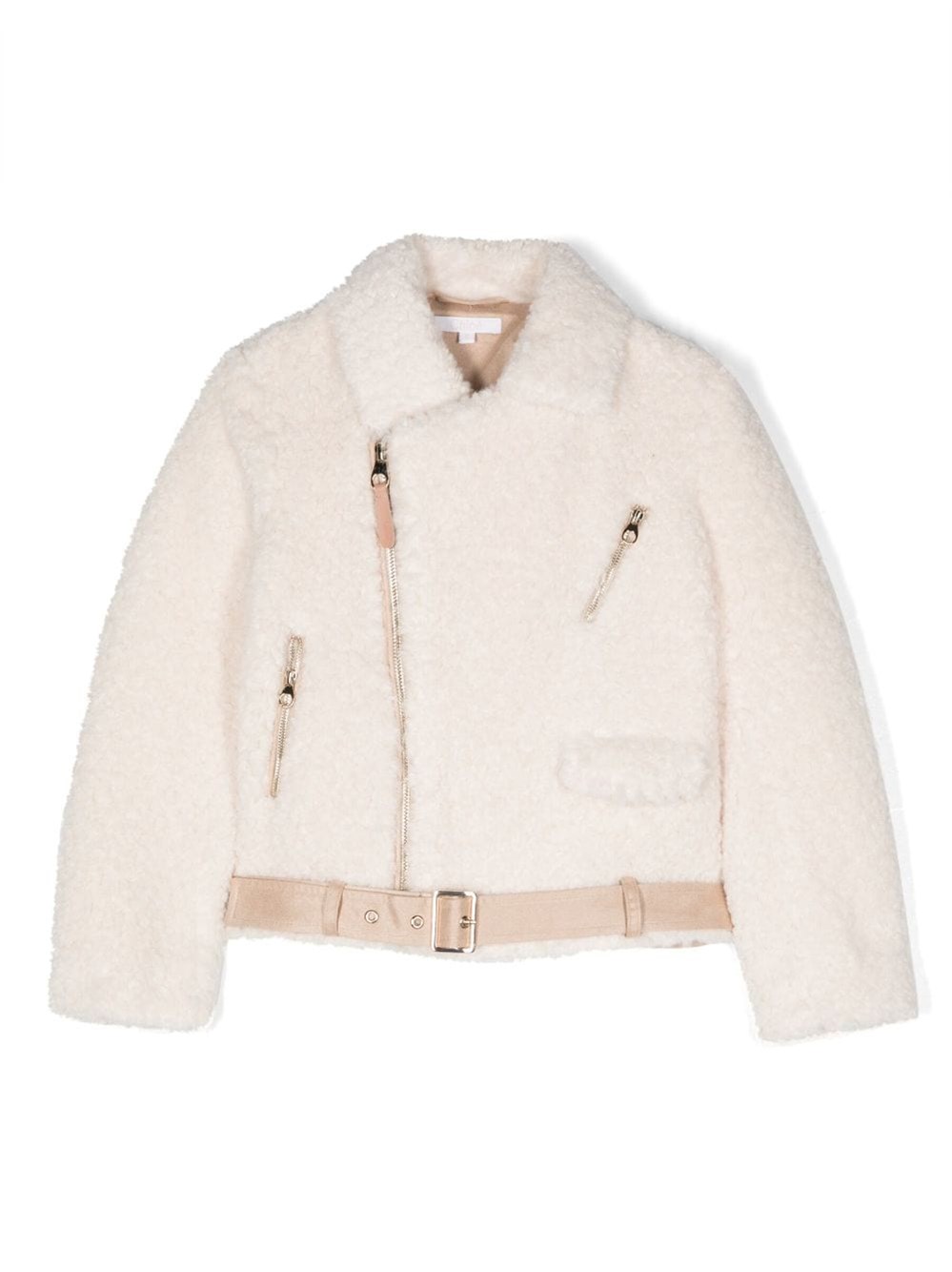 CHLOÉ CHLOÉ KIDS FAUX SHEARLING BIKER JACKET