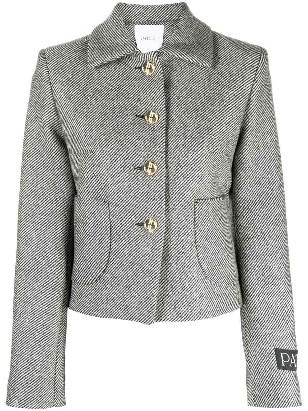 Patou Cropped Wool Jacket In Grey